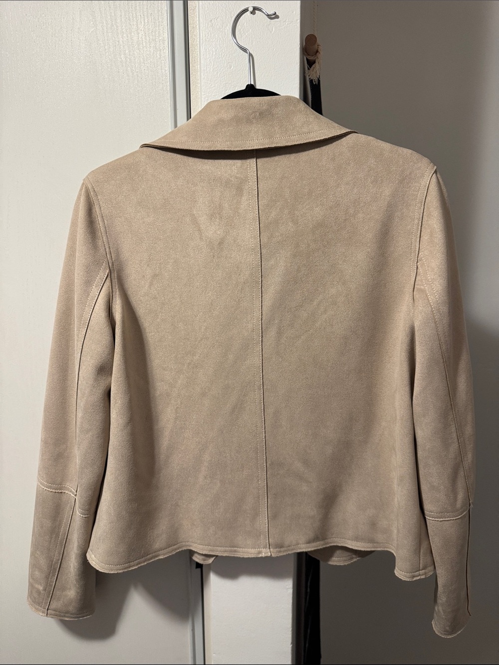 Beige Suede Button-Front Jacket - Picture 6 of 7